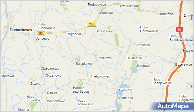 mapa Uścikowo gmina Żnin, Uścikowo gmina Żnin na mapie Targeo