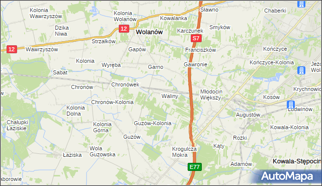 mapa Waliny, Waliny na mapie Targeo