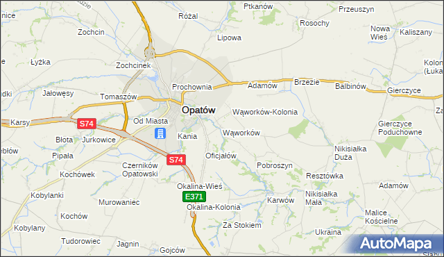 mapa Wąworków, Wąworków na mapie Targeo
