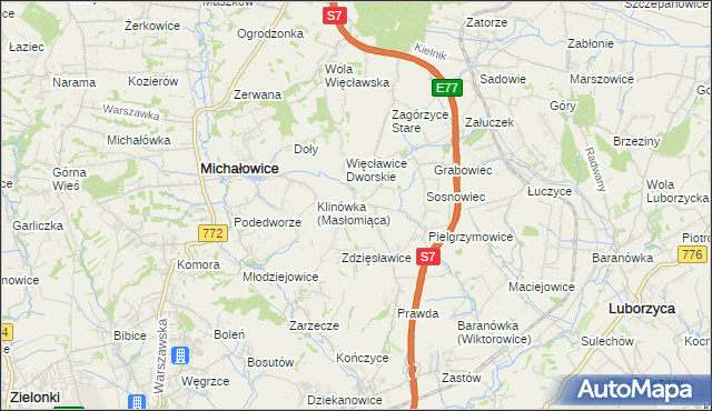 mapa Więcławice Stare, Więcławice Stare na mapie Targeo