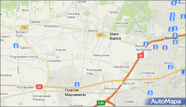 mapa Wieruchów, Wieruchów na mapie Targeo