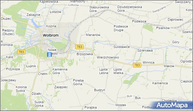 mapa Wierzchowisko gmina Wolbrom, Wierzchowisko gmina Wolbrom na mapie Targeo