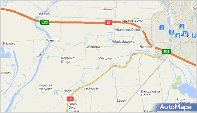 mapa Wikrowo gmina Gronowo Elbląskie, Wikrowo gmina Gronowo Elbląskie na mapie Targeo