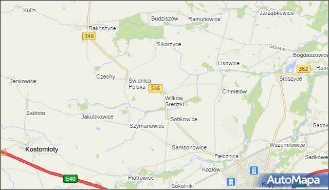 mapa Wilków Średzki, Wilków Średzki na mapie Targeo