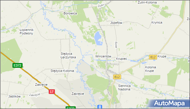 mapa Wincentów gmina Krasnystaw, Wincentów gmina Krasnystaw na mapie Targeo