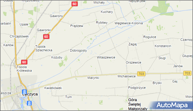 mapa Witaszewice, Witaszewice na mapie Targeo