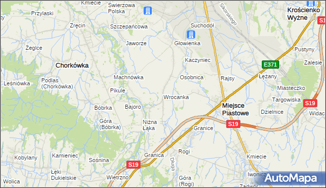 mapa Wrocanka gmina Miejsce Piastowe, Wrocanka gmina Miejsce Piastowe na mapie Targeo