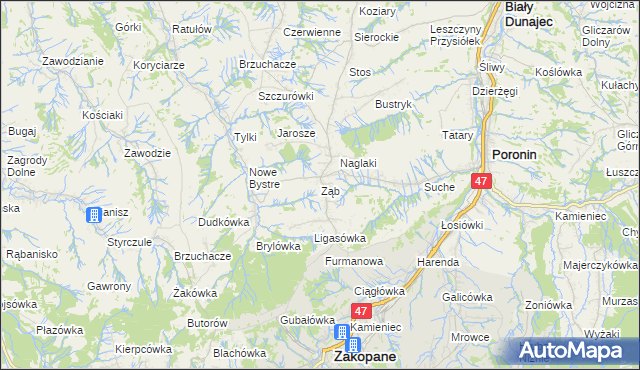 mapa Ząb, Ząb na mapie Targeo