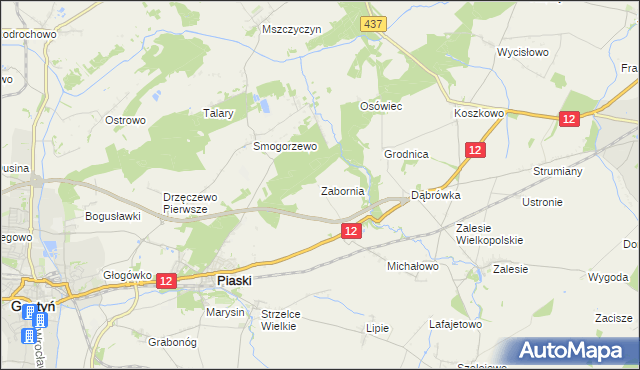 mapa Zabornia gmina Piaski, Zabornia gmina Piaski na mapie Targeo