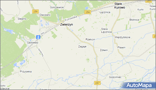 mapa Zagaje gmina Zwierzyn, Zagaje gmina Zwierzyn na mapie Targeo