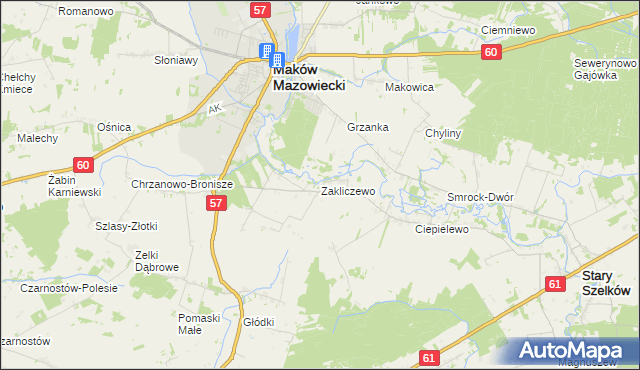 mapa Zakliczewo, Zakliczewo na mapie Targeo