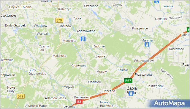 mapa Zapole gmina Grodzisk Mazowiecki, Zapole gmina Grodzisk Mazowiecki na mapie Targeo