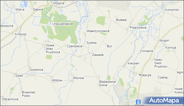 mapa Zawada gmina Głogówek, Zawada gmina Głogówek na mapie Targeo