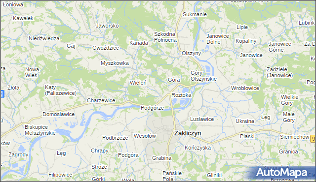 mapa Zawada Lanckorońska, Zawada Lanckorońska na mapie Targeo