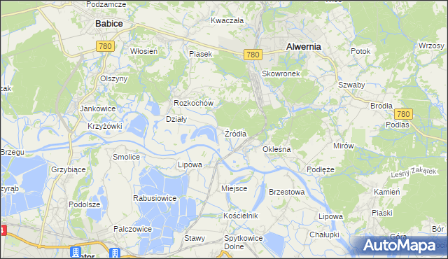 mapa Źródła gmina Alwernia, Źródła gmina Alwernia na mapie Targeo