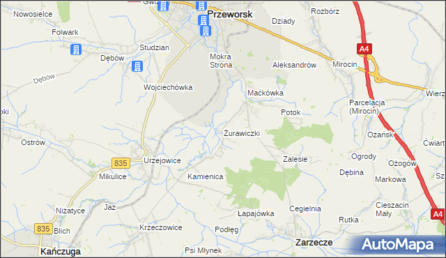 mapa Żurawiczki, Żurawiczki na mapie Targeo
