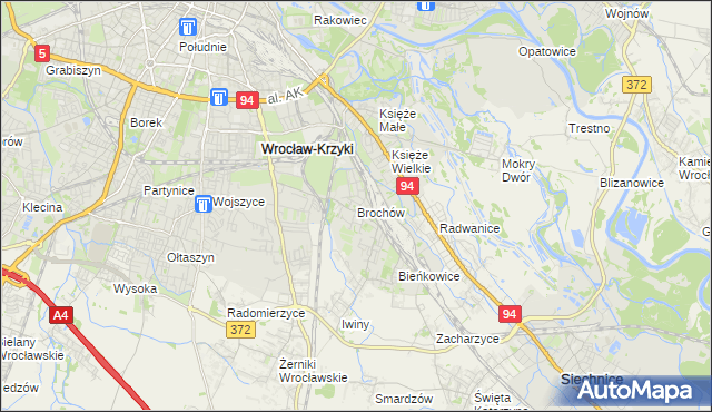 mapa Brochów gmina Wrocław, Brochów gmina Wrocław na mapie Targeo