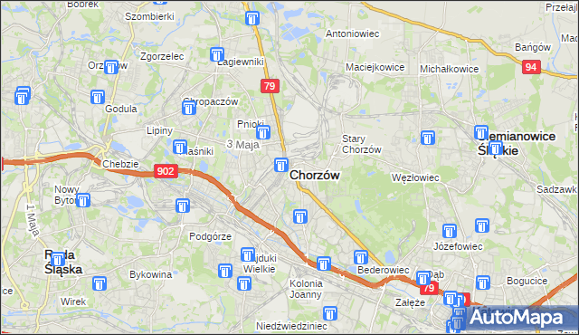 mapa Chorzów, Chorzów na mapie Targeo