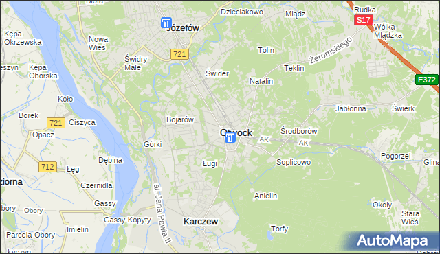 mapa Otwock, Otwock na mapie Targeo
