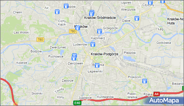 mapa Podgórze gmina Kraków, Podgórze gmina Kraków na mapie Targeo
