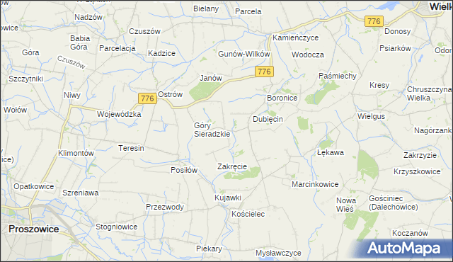 mapa Sieradzice, Sieradzice na mapie Targeo