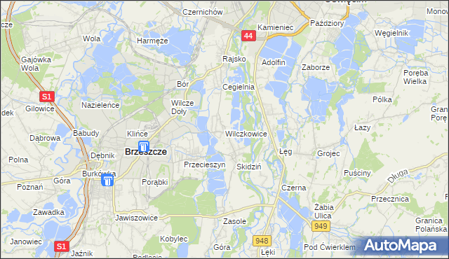 mapa Wilczkowice gmina Brzeszcze, Wilczkowice gmina Brzeszcze na mapie Targeo
