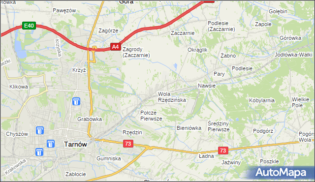 mapa Wola Rzędzińska, Wola Rzędzińska na mapie Targeo