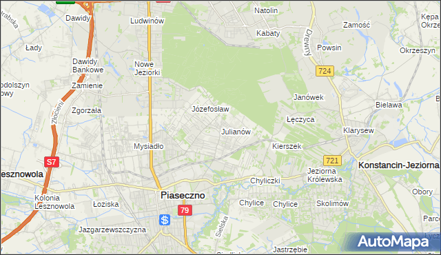 mapa Julianów gmina Piaseczno, Julianów gmina Piaseczno na mapie Targeo