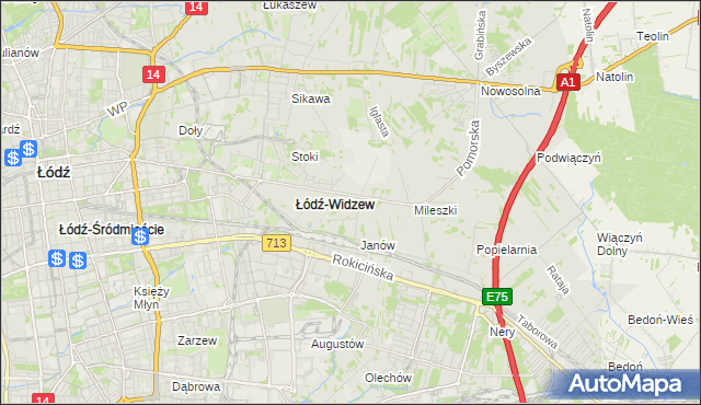 mapa Widzew, Widzew na mapie Targeo