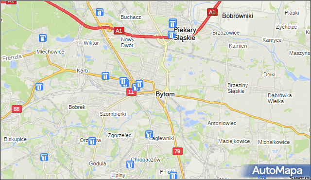 mapa Bytomia, Bytom na mapie Targeo
