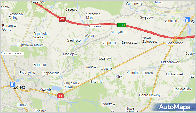 mapa Józefów gmina Zgierz, Józefów gmina Zgierz na mapie Targeo