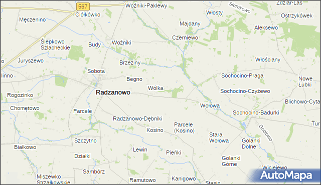mapa Łoniewo gmina Radzanowo, Łoniewo gmina Radzanowo na mapie Targeo