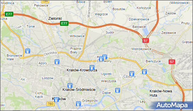 mapa Prądnik Czerwony, Prądnik Czerwony na mapie Targeo