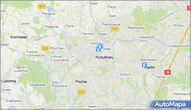 mapa Rydułtowy, Rydułtowy na mapie Targeo