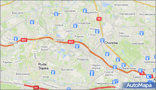 mapa Świętochłowice, Świętochłowice na mapie Targeo