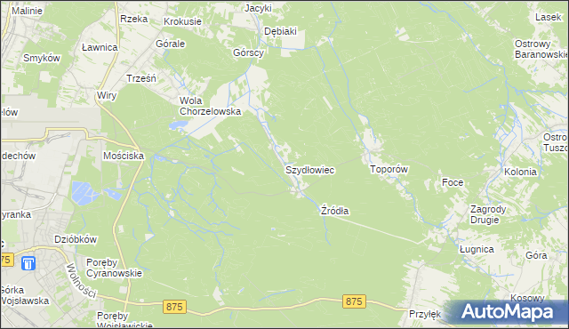 mapa Szydłowiec gmina Mielec, Szydłowiec gmina Mielec na mapie Targeo