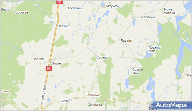 mapa Cygany gmina Gardeja, Cygany gmina Gardeja na mapie Targeo