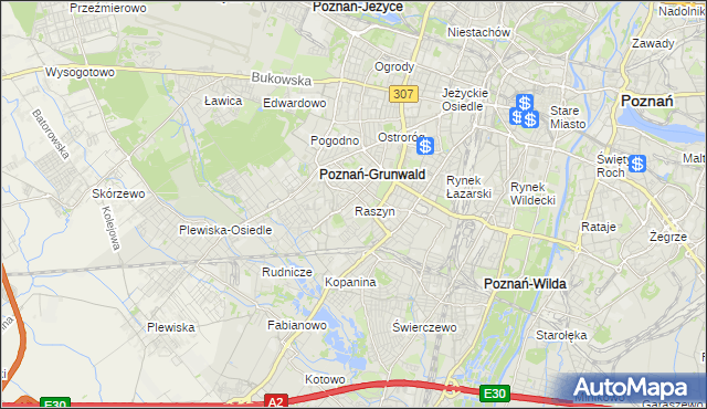 mapa Raszyn gmina Poznań, Raszyn gmina Poznań na mapie Targeo