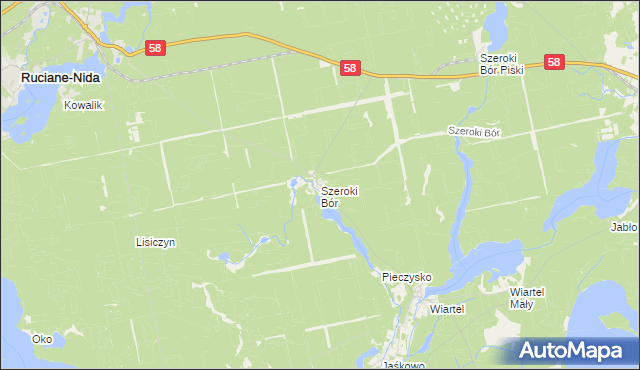 mapa Szeroki Bór, Szeroki Bór na mapie Targeo