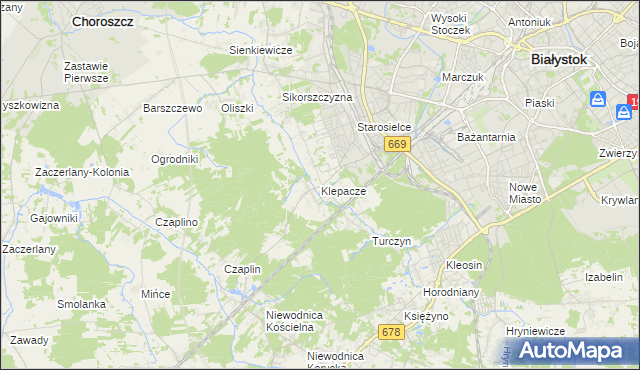 mapa Klepacze gmina Choroszcz, Klepacze gmina Choroszcz na mapie Targeo