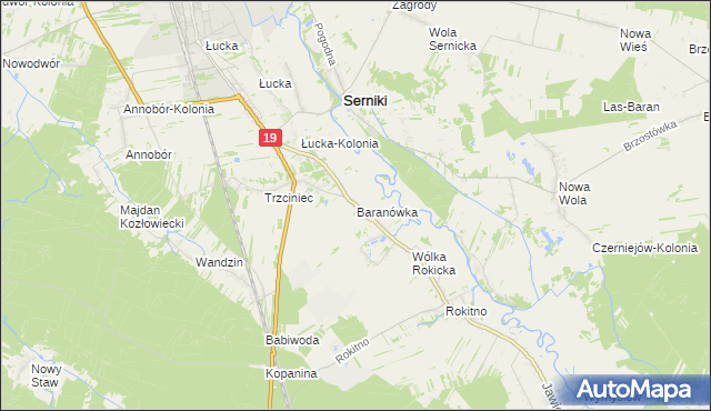 mapa Baranówka gmina Lubartów, Baranówka gmina Lubartów na mapie Targeo