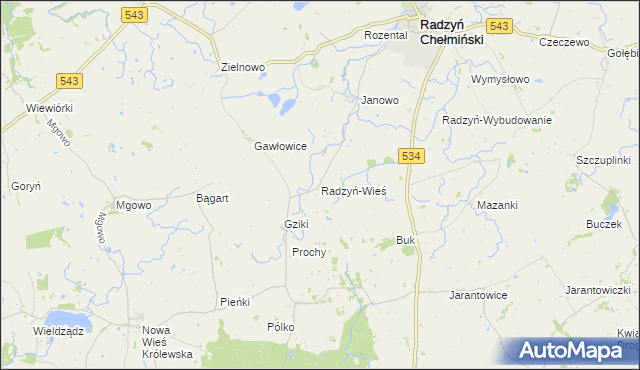mapa Radzyń-Wieś, Radzyń-Wieś na mapie Targeo