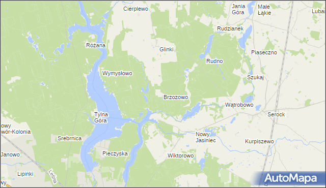 mapa Brzozowo gmina Koronowo, Brzozowo gmina Koronowo na mapie Targeo