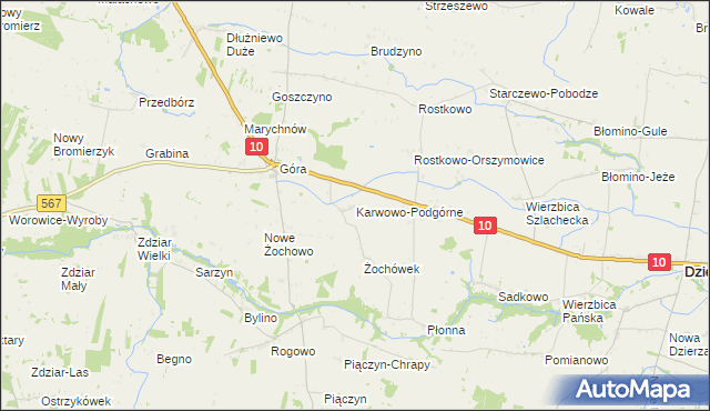 mapa Karwowo-Podgórne, Karwowo-Podgórne na mapie Targeo