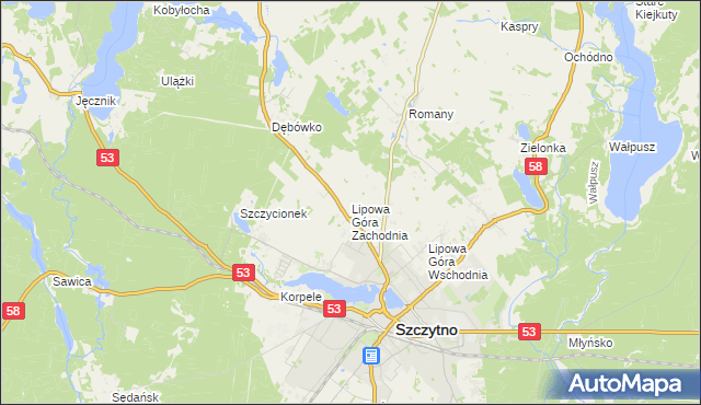 mapa Lipowa Góra Zachodnia, Lipowa Góra Zachodnia na mapie Targeo