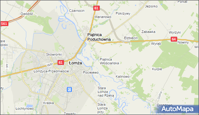 mapa Piątnica Włościańska, Piątnica Włościańska na mapie Targeo
