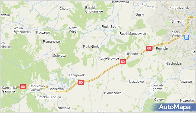 mapa Rutki-Głowice, Rutki-Głowice na mapie Targeo