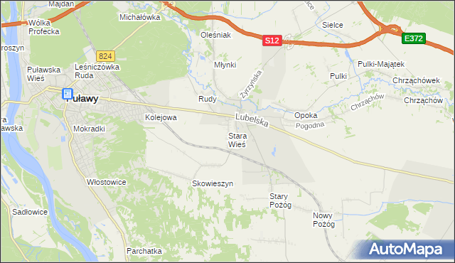 mapa Stara Wieś gmina Końskowola, Stara Wieś gmina Końskowola na mapie Targeo