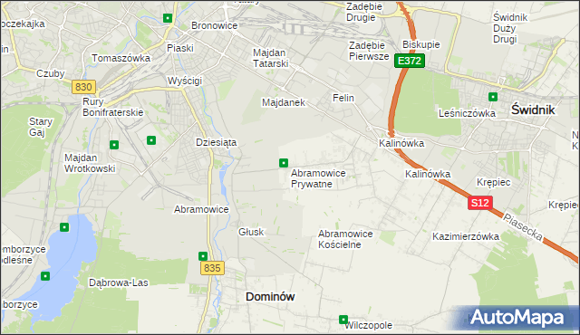 mapa Abramowice Prywatne, Abramowice Prywatne na mapie Targeo