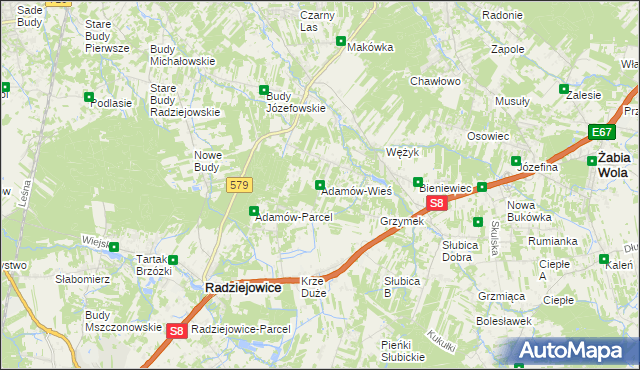mapa Adamów-Wieś, Adamów-Wieś na mapie Targeo